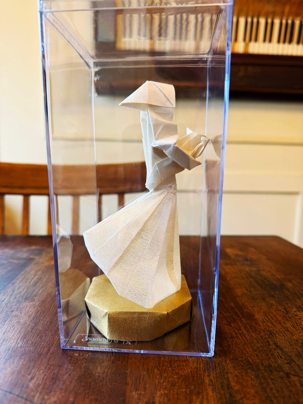 Mother and Child Origami Sculpture in Case – Handmade Mother’s Day Gift, Paper Art Statuette by London Timothy