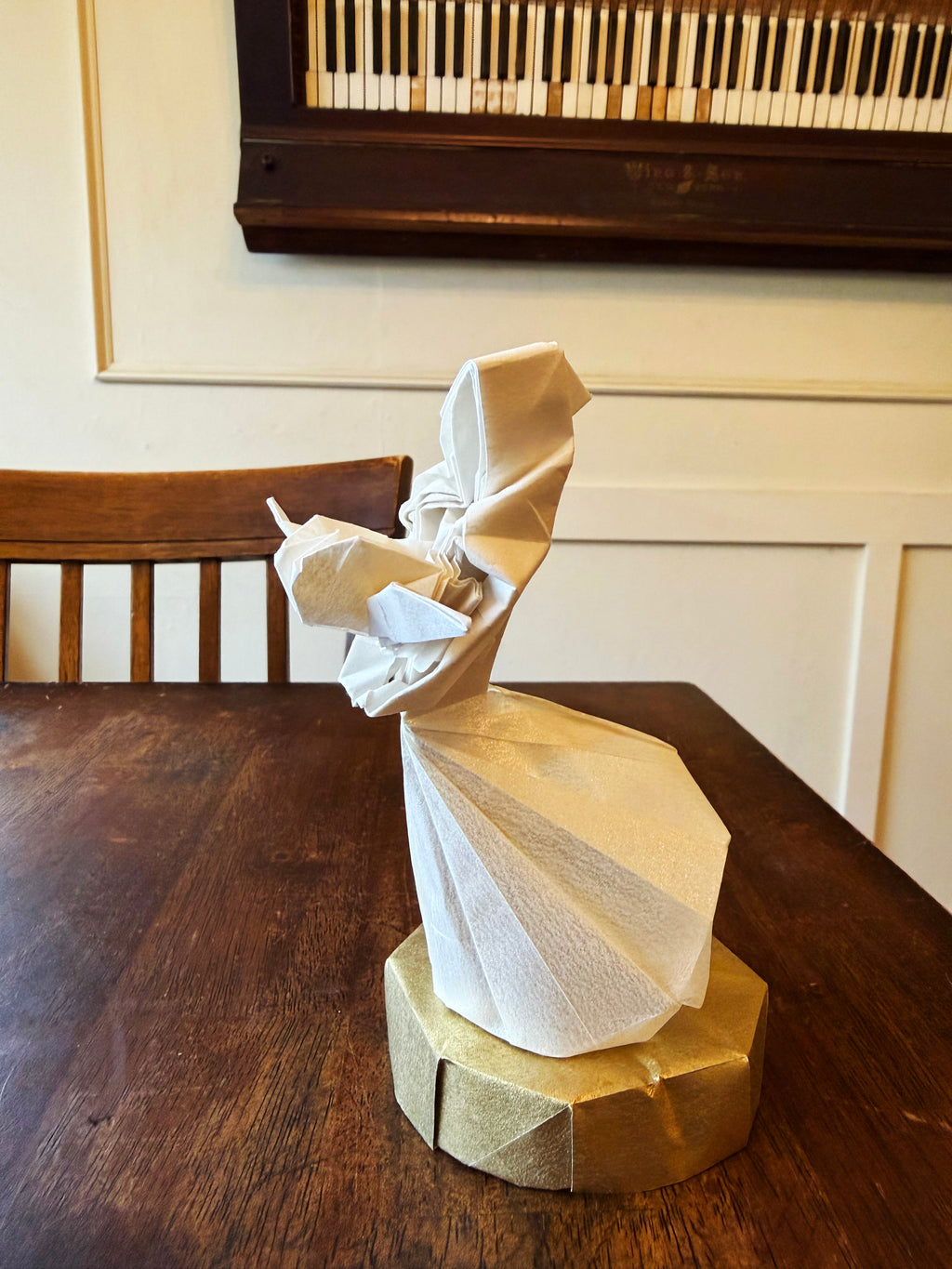 Mother and Child Origami Sculpture in Case – Handmade Mother’s Day Gift, Paper Art Statuette by London Timothy